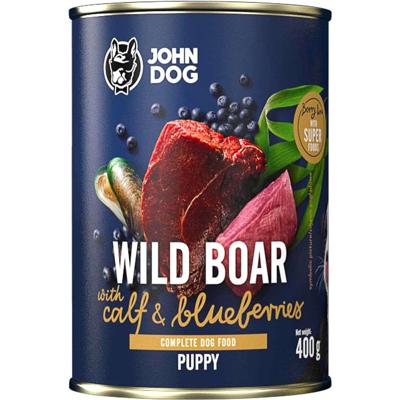 JOHN DOG Berry Line Puppy Wild boar with calf and blueberries - natvoer voor honden - 400g