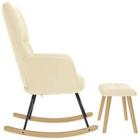 Schommelstoel met voetenbank stof crmekleurig - thumbnail