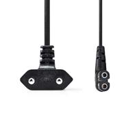 Stroomkabel | Euro Male | IEC-320-C7 | Gehoekt | Links Gehoekt | Vernikkeld | 3.00 m | Plat | PVC | Wit - thumbnail