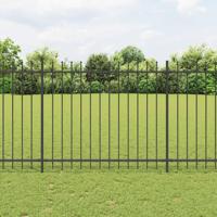 Tuinhek met speerpunt staal 1070x150 cm zwart - thumbnail