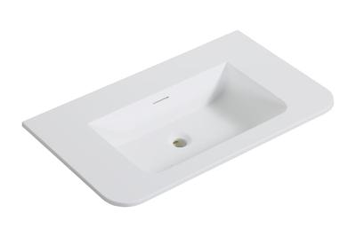 Wastafel Wiesbaden Laro 80x48x1,5 cm Zonder Kraangat Ronde Hoeken Solid Surface Mat Wit