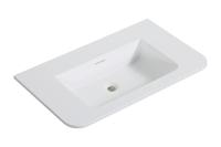 Wastafel Wiesbaden Laro 80x48x1,5 cm Zonder Kraangat Ronde Hoeken Solid Surface Mat Wit - thumbnail