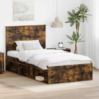 Bedframe Gerookt eiken 100 x 200 cm Massief grenenhout - thumbnail
