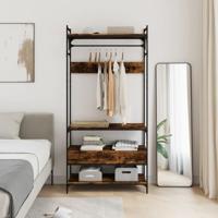 Kledingkast met lades 89x39x184,5 cm bewerkt hout gerookt eiken - thumbnail