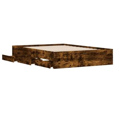 Bedframe met lades bewerkt hout gerookt eikenkleurig 120x190 cm