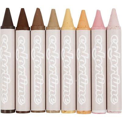 Colortime Waskrijt, l: 10 cm, d 15 mm, skin colours, 8 stuk/ 1 doos