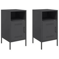 Nachtkastjes 2 st 36x39x68 cm staal zwart - thumbnail