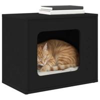 Kattenhuis Zwart 51 x 30 x 42 cm Bewerkt hout - thumbnail
