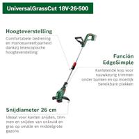 Bosch Home and Garden UniversalGrassCut 18V-26-500 Accu-grastrimmer 18 V 2 Ah Snijbreedte max.: 26 cm - thumbnail