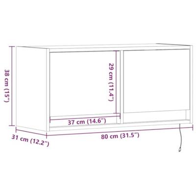 Tv-wandmeubel met LED-verlichting 80x31x35 cm zwart
