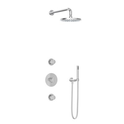 Complete thermostatische douche Inbouwset Hotbath Buddy 2 stopkranen Geborsteld Nikkel