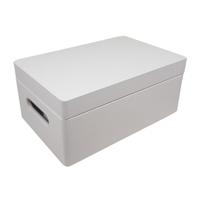 Houten Opbergkist met Klepdeksel Wit Klein - thumbnail