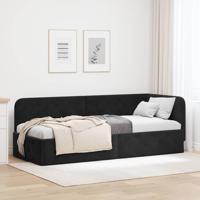 Hoekbedframe met hoofdeinde Zwart 80 x 200 cm Fluweel - thumbnail
