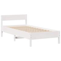 Bed met boekenkast zonder matras grenenhout wit 90x200 cm - thumbnail