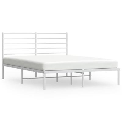Bedframe met hoofdbord metaal wit 120x190 cm