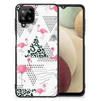 Samsung Galaxy A12 Dierenprint Telefoonhoesje Flamingo Triangle - thumbnail