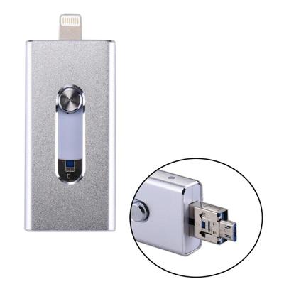 RQW-02 3 in 1 USB 2.0 & 8 Pin & Micro USB 64GB Flash Drive voor iPhone & iPad & iPod & meeste Android Smartphones & PC Computer(Silver) RQW-02 3 in 1 USB 2.0 & 8 Pin & Micro USB 64GB Flash Drive voor iPhone & iPad & iPod & meeste Android Smartphones & PC Computer(Silver)