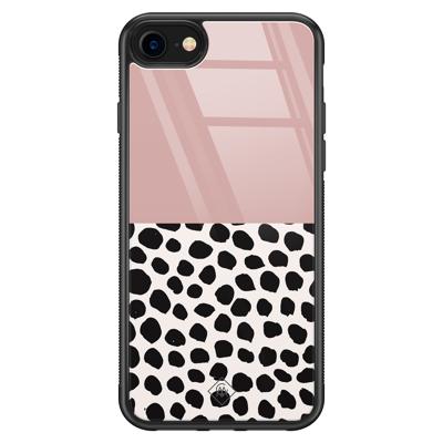 iPhone SE 2020 glazen hardcase - Pink dots iPhone SE 2020 glazen hardcase - Pink dots