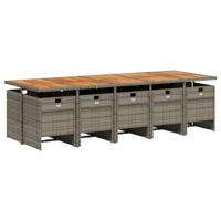 11-delige Tuinset met kussens poly rattan grijs - thumbnail