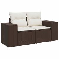 5-delige Loungeset met kussens poly rattan bruin - thumbnail