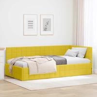 Hoekbedframe met hoofdeinde Geel 90 x 190 cm Fluweel - thumbnail