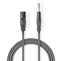 Nedis Gebalanceerde Audiokabel | XLR 3-Pins Male naar 6,35 mm Male | 5 m | 1 stuks - COTH15100GY50 COTH15100GY50 - thumbnail