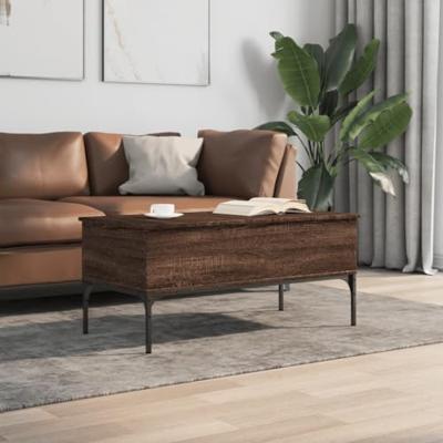 Salontafel 100x50x45 cm bewerkt hout en metaal bruin eikenkleur