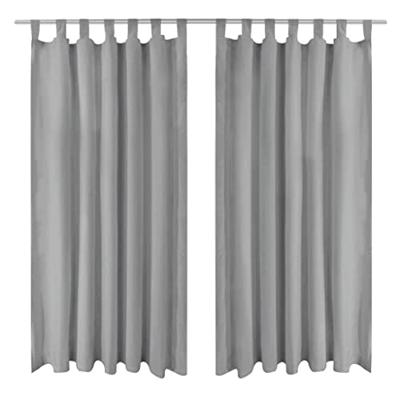 VidaXL Micro-satijnen gordijnen met lussen 140x225 cm grijs 2 st VidaXL Micro-satijnen gordijnen met lussen 140x225 cm grijs 2 st