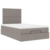 Ottoman bed met matras en LED's 120x190 cm stof taupe - thumbnail