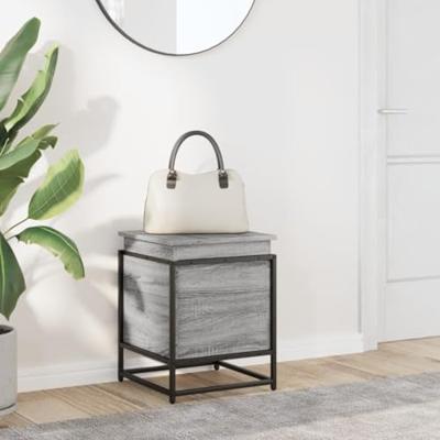 Opbergbox met deksel 40x40x51,5 cm bewerkt hout grijs sonoma