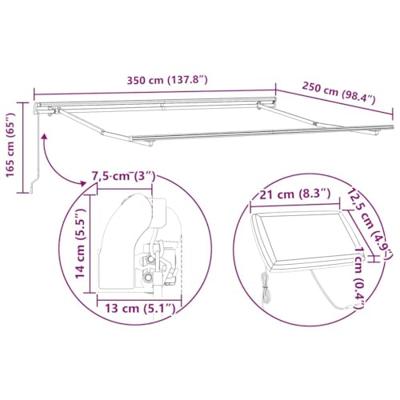 VidaXL Zijde frame met led-striplichten wit 350 x 250 cm aluminium