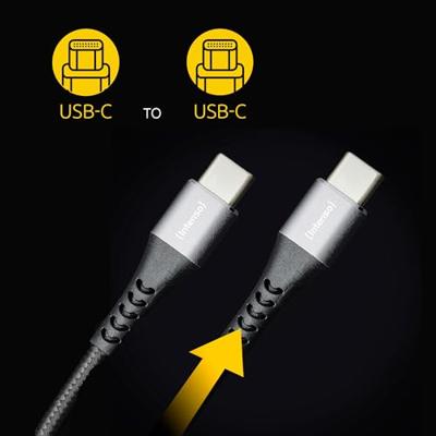 Intenso 7901000 USB-C-kabel USB-C stekker, USB-C stekker 1.5 m Zwart Zeer flexibel