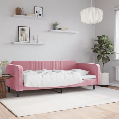 Slaapbank 90x200 cm fluweel roze