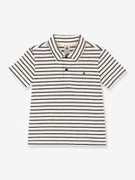 Gestreept poloshirt met korte mouwen voor jongens PETIT BATEAU vanille - thumbnail