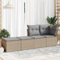2-delige Loungeset met kussens poly rattan acacia beige - thumbnail