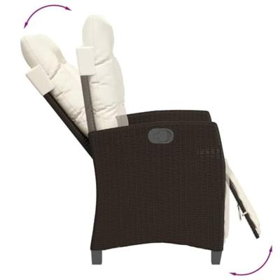 Tuinstoelen 2 st verstelbaar met voetensteun poly rattan bruin - thumbnail