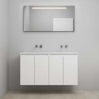 On-Line Badkamermeubelset - 120 cm - Voorgemonteerd - Greeploos 4 Deuren - Acryl Wastafel - Kraangat naar Keuze - Spiegel met LED-Verlichting - Hoogglans Wit - thumbnail