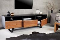 Industrieel design tv-meubel ORGANIC ARTWORK 140 cm massief acaciahout ijzeren frame - 43305 - thumbnail