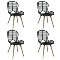 Eetkamerstoelen 4 st natuurlijk rattan zwart - thumbnail