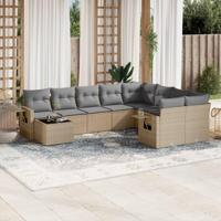 10-delige Loungeset met kussens poly rattan beige - thumbnail