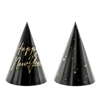 Party Hoedje Happy New Year zwart - thumbnail