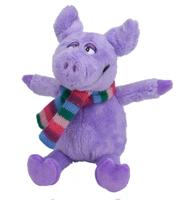 Tender Toys knuffelvarken met sjaal 19 cm paars - thumbnail