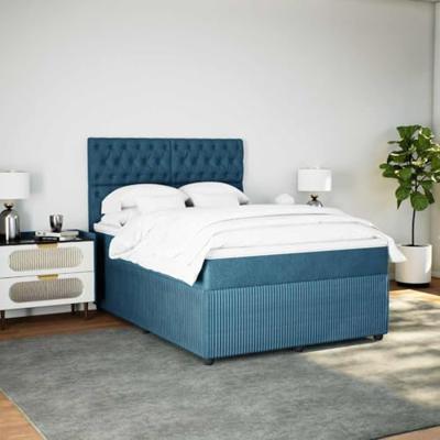 Boxspring met matras fluweel blauw 140x190 cm