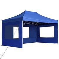 Partytent inklapbaar met wanden 4,5x3 m aluminium blauw - thumbnail