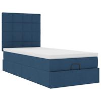 Bed met matras 90x200 cm stof blauw - thumbnail