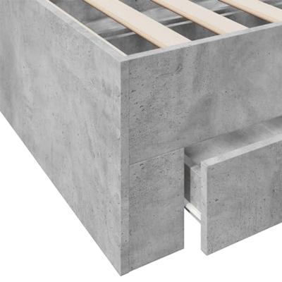 Bedframe met lades bewerkt hout betongrijs 120x200 cm