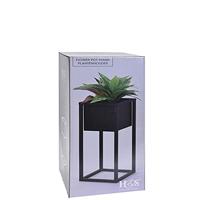 H&S Collection bloempot op standaard 50 cm metaal zwart - thumbnail
