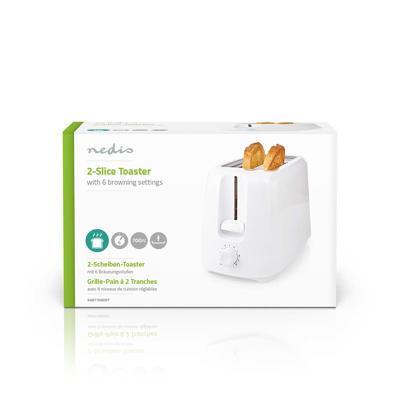 Broodrooster | 2 Sleuven | Bruining niveaus: 6 | Wit Broodrooster | 2 Sleuven | Bruining niveaus: 6 | Wit