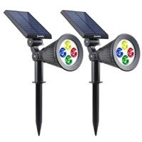 LUMISKY Set van 2 waterdichte buitenlampen voor zonne-energie - 4 gekleurde LED's - 200 Lm - Zwenkkop op 90 ° C - thumbnail