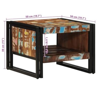 Salontafel 50x50x38 cm massief gerecycled hout meerkleurig